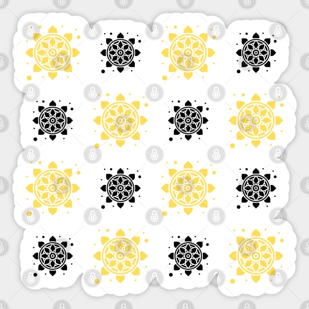 Black And Yellow Buffalo Plaid Pattern Sticker by Ranawat Shop